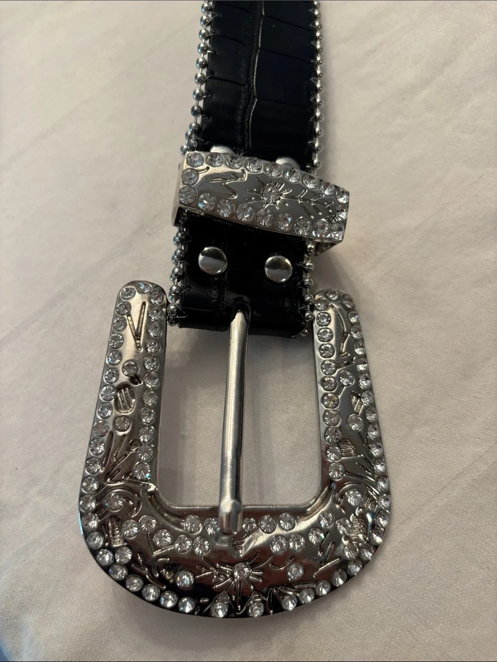 Cross Rhinestone Bling Studded Belt, Unisex, size  Medium, faux leather, western